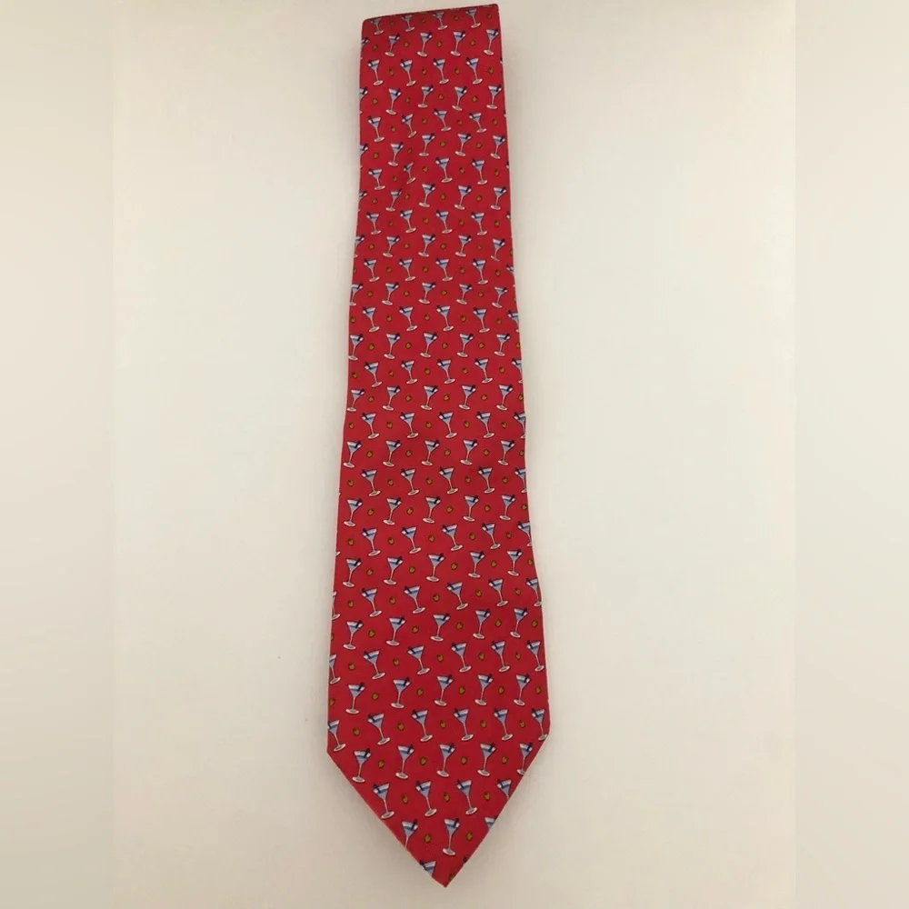 Brooks Brothers Country Club 100% Silk Red Martini Glass Tie